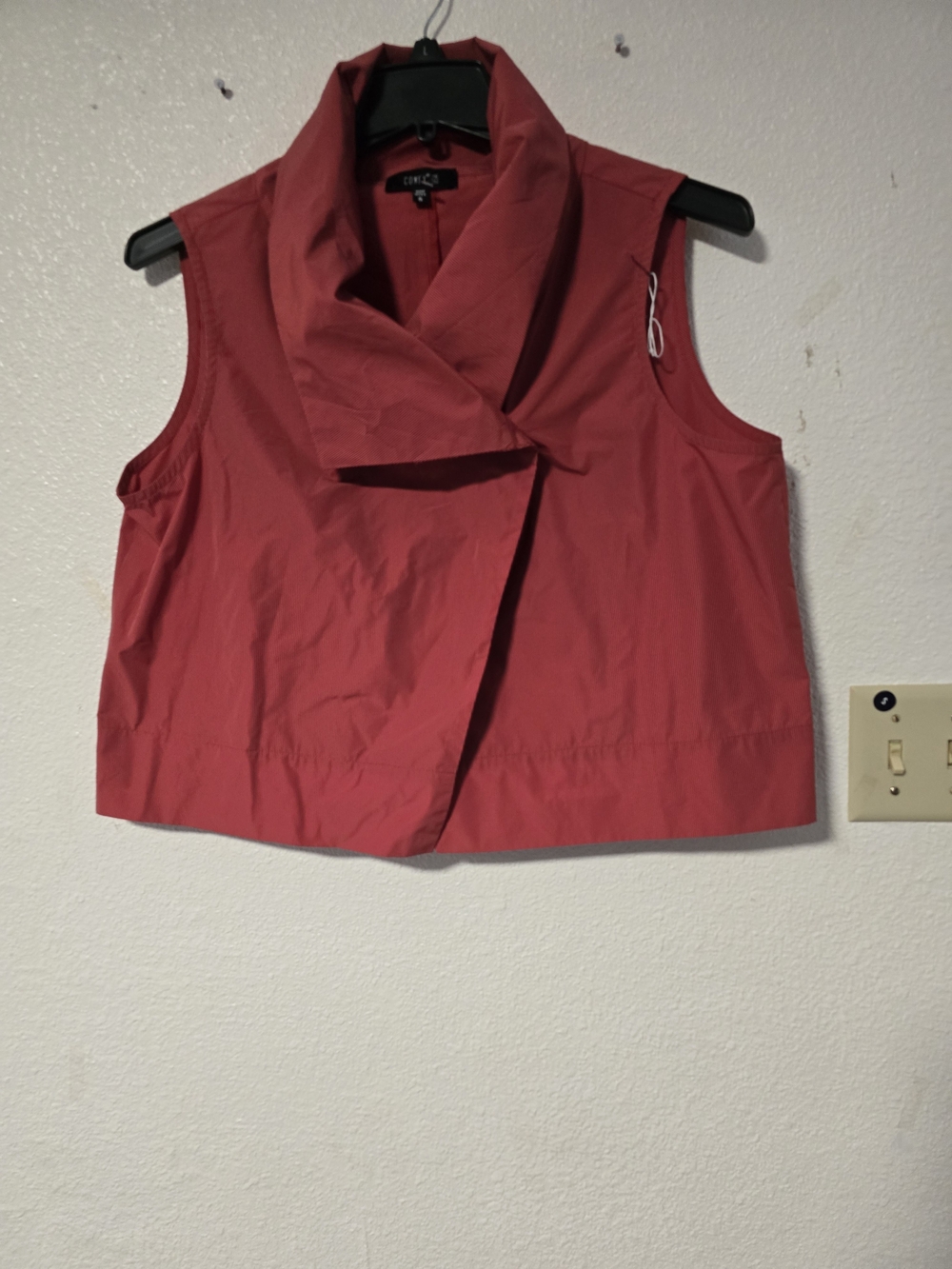 COMFY USA Coral Red Drape Collar Vest NWOT Size S Lagenlook